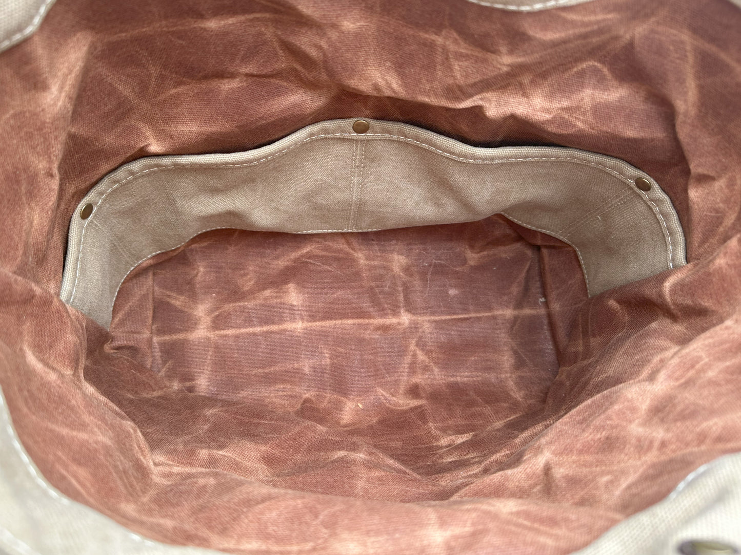 Saddle Stone Washed Canvas and Crazy Horse Tan leather with Antique Brass Hardware Waterman Tote squirescanvascreations.com