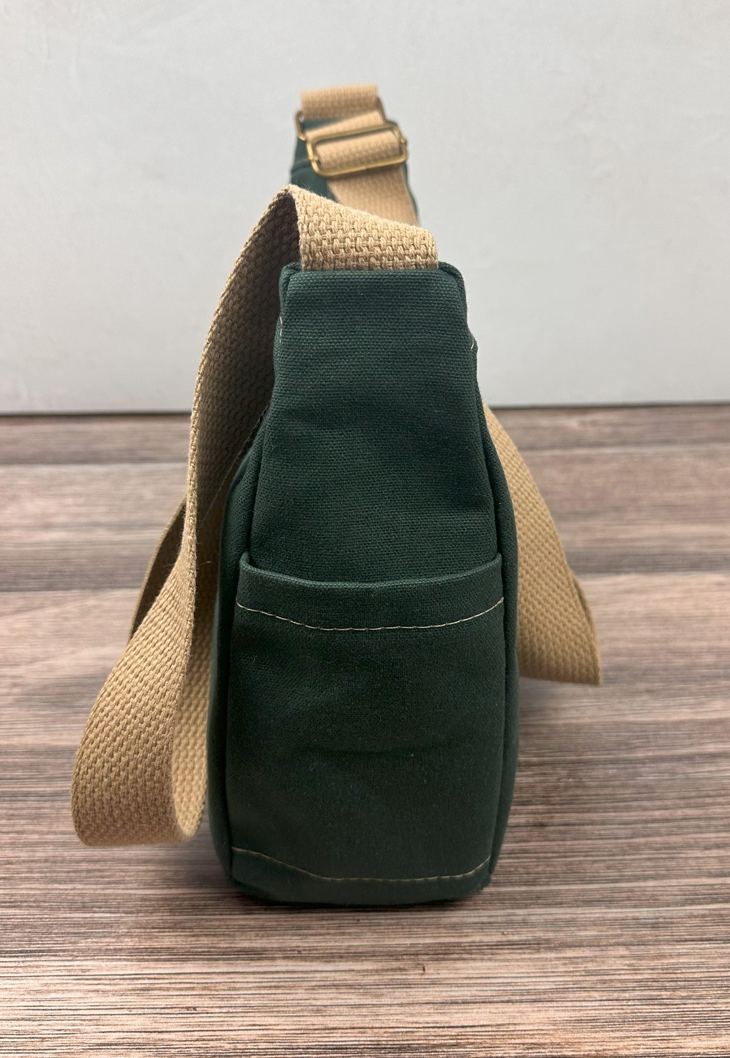 Forest Green 15oz Canvas South Creek Hobo Bag with Camel Cotton Webbing Strap SquiresCanvasCreatons.com