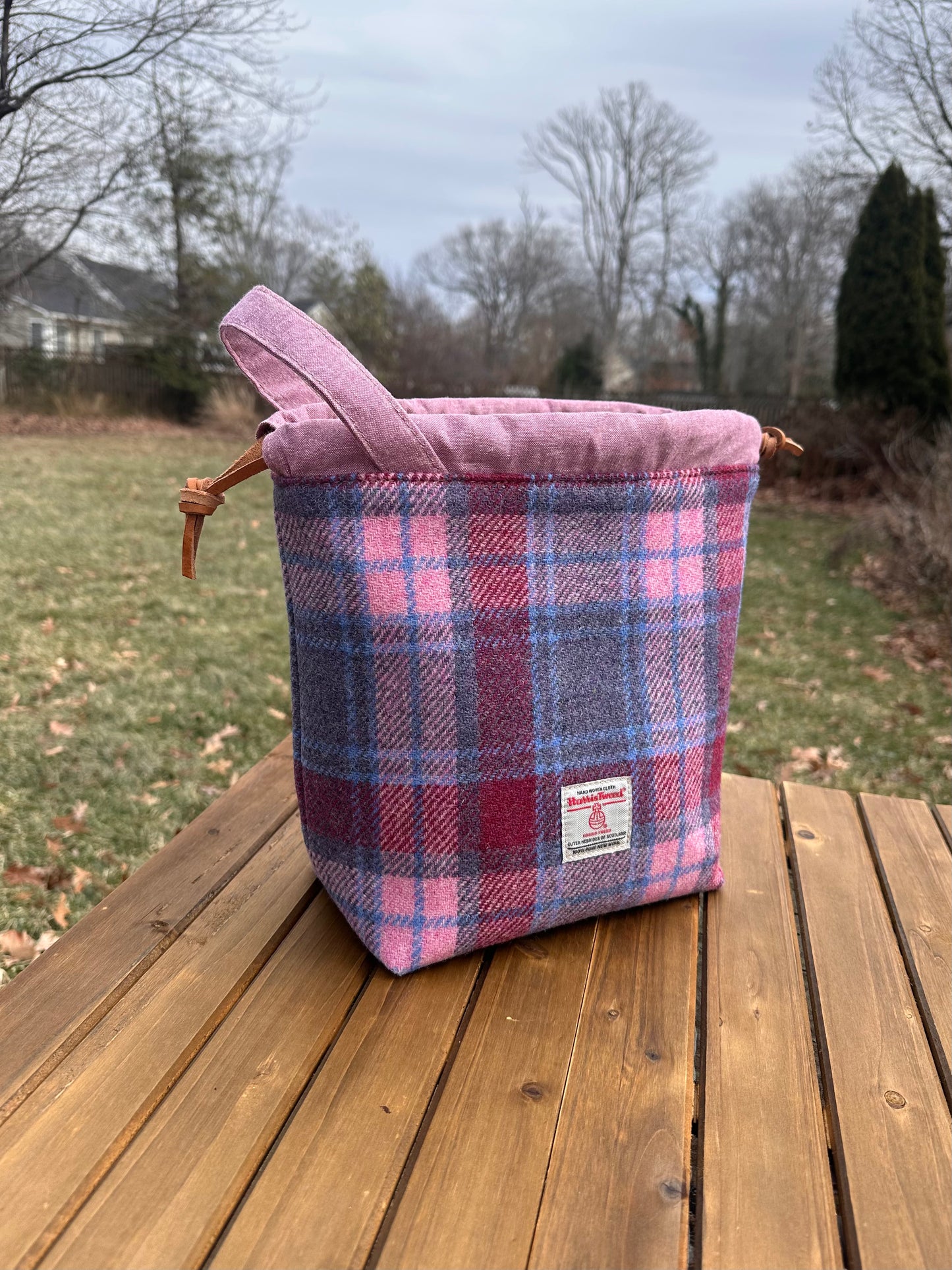 Harris Tweed® Highland Maker Bag Pink and Blue Plaid Harris Tweed® SquiresCanvasCreations.com