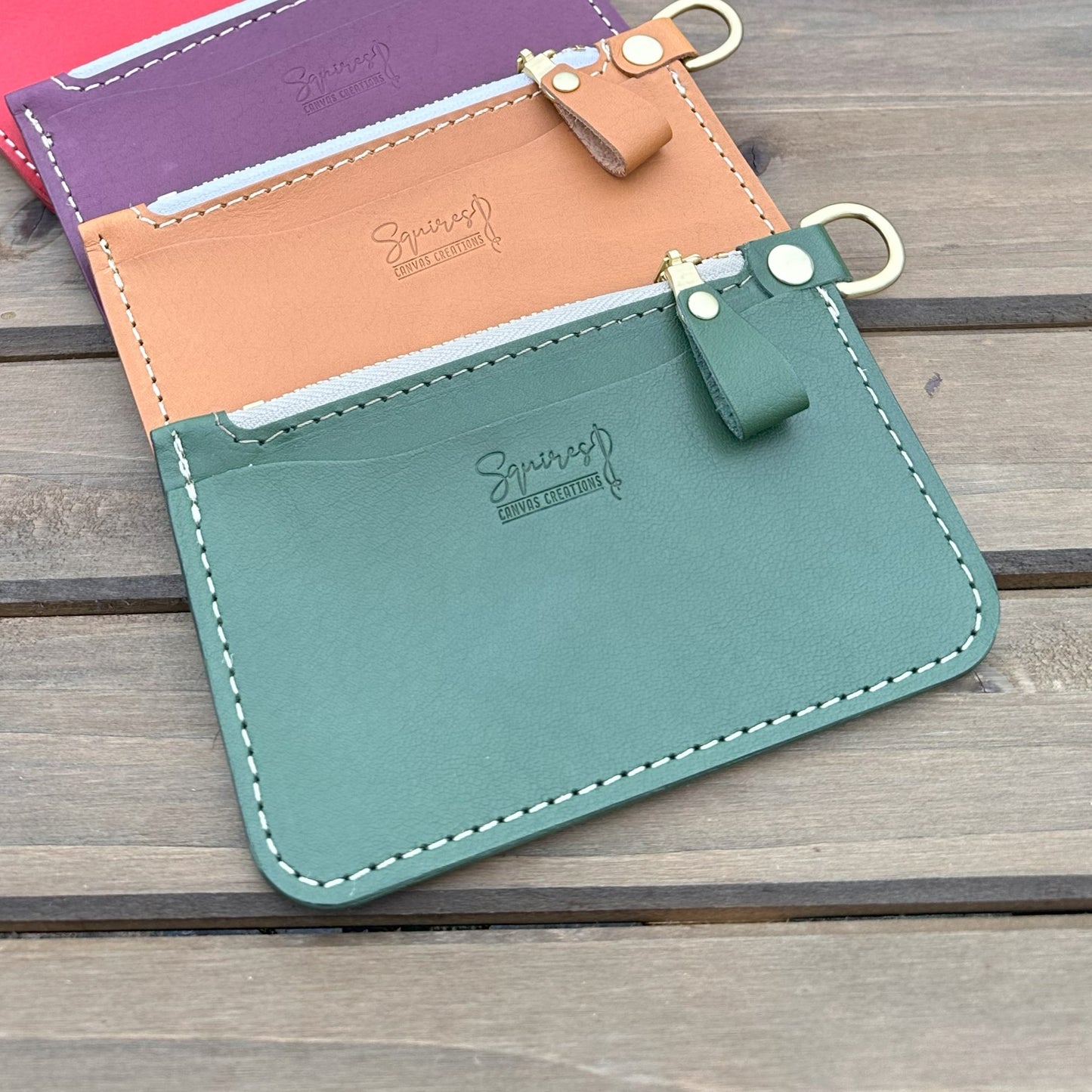 Peacock Green Korba Buffalo Leather with Brass Hardware Pocket Cruiser Wallet squirescanvascreations.com