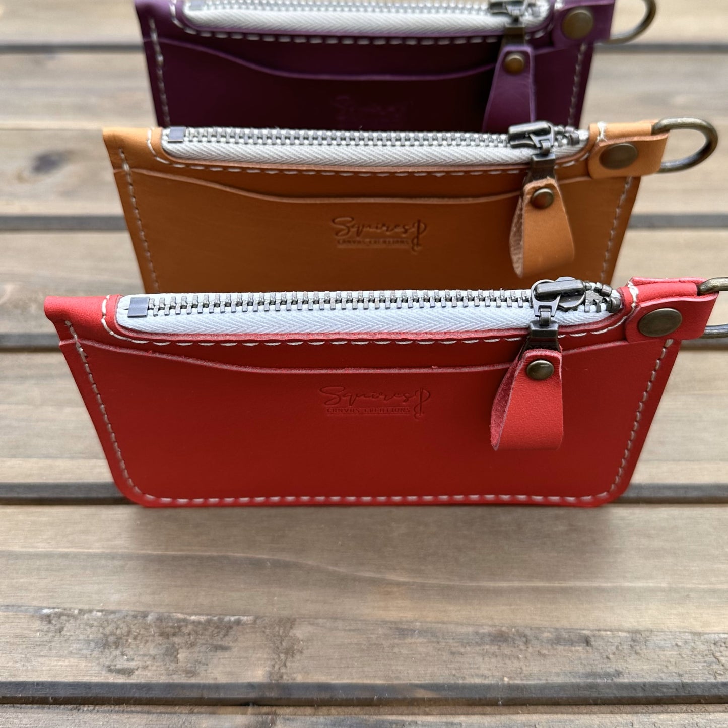 Red Korba Buffalo Leather with Brass Hardware Pocket Cruiser Wallet squirescanvascreations.com