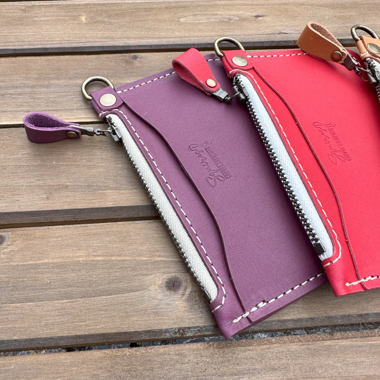 Plum Korba Buffalo Leather with Brass Hardware Pocket Cruiser Wallet squirescanvascreations.com