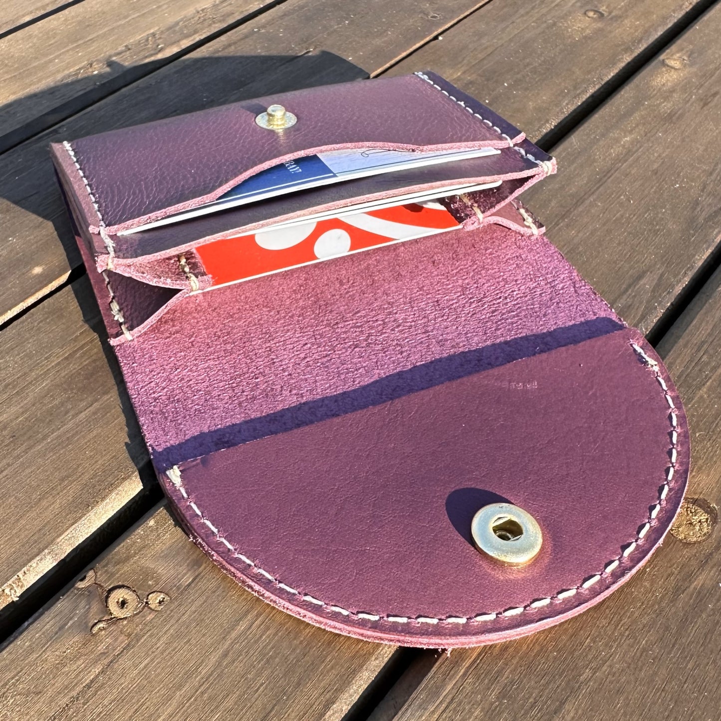 Rock Hall Leather Wallet Plum Korba Buffalo Leather SquiresCanvasCreations.com