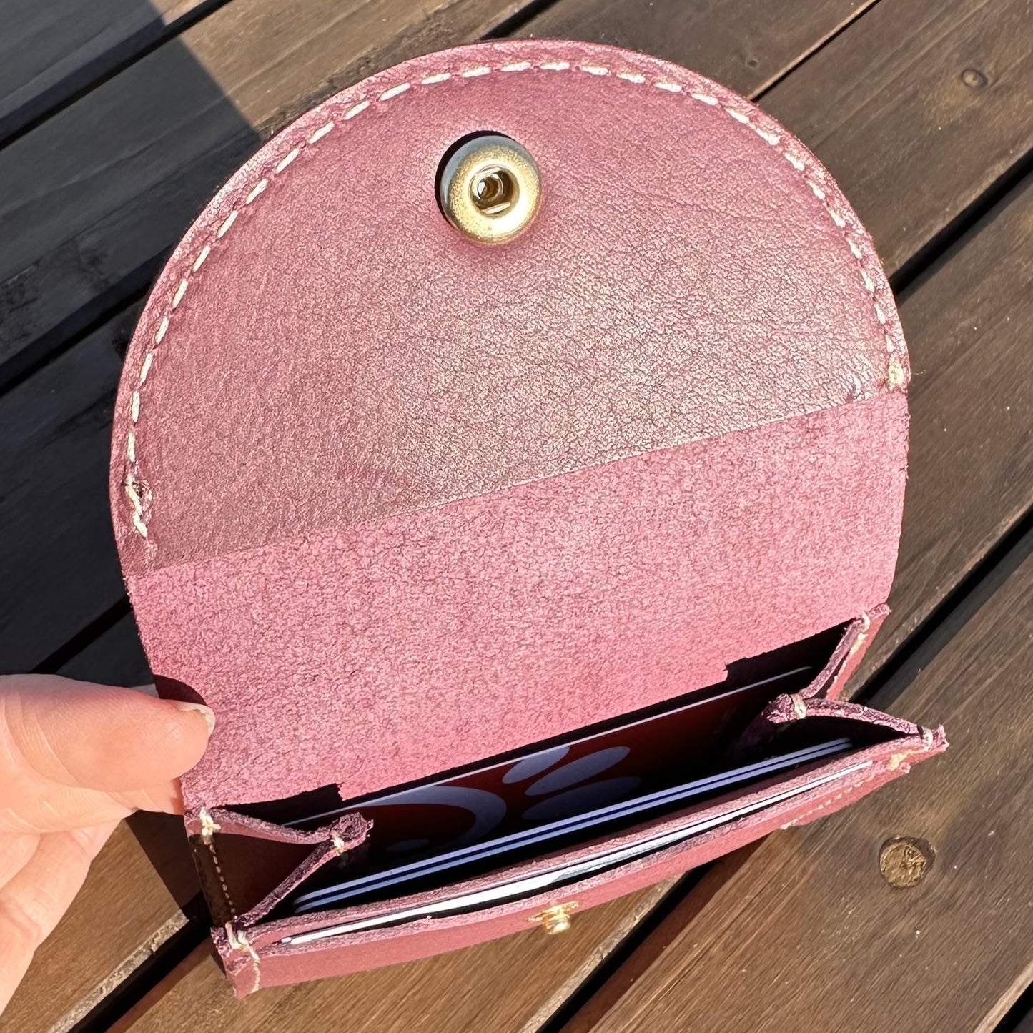 Rock Hall Leather Wallet Plum Korba Buffalo Leather SquiresCanvasCreations.com