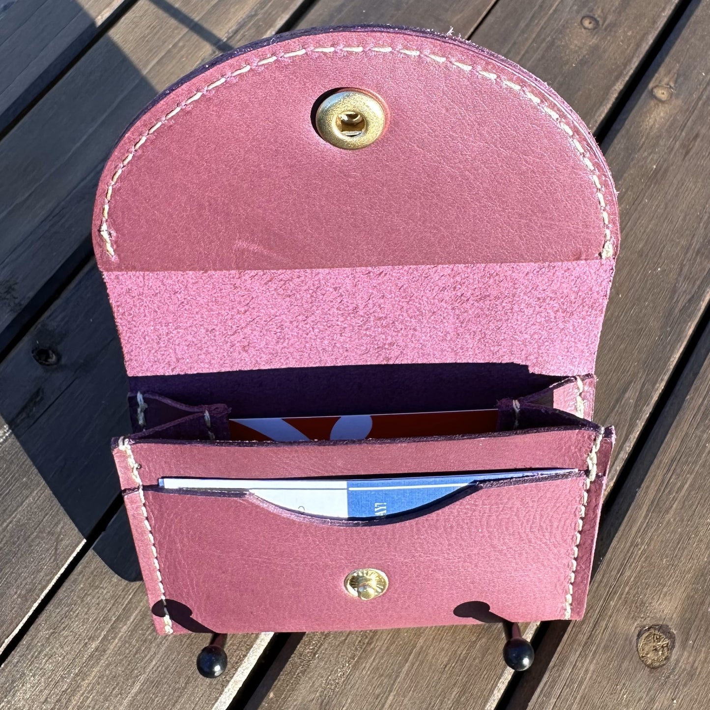 Rock Hall Leather Wallet Plum Korba Buffalo Leather SquiresCanvasCreations.com