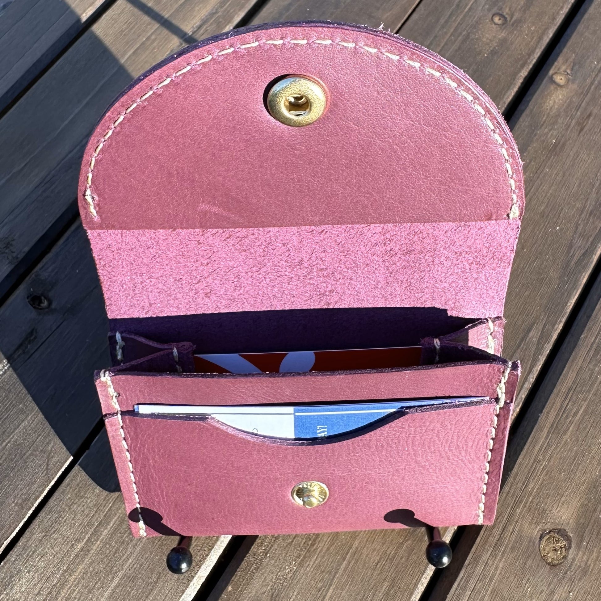 Rock Hall Leather Wallet Plum Korba Buffalo Leather SquiresCanvasCreations.com
