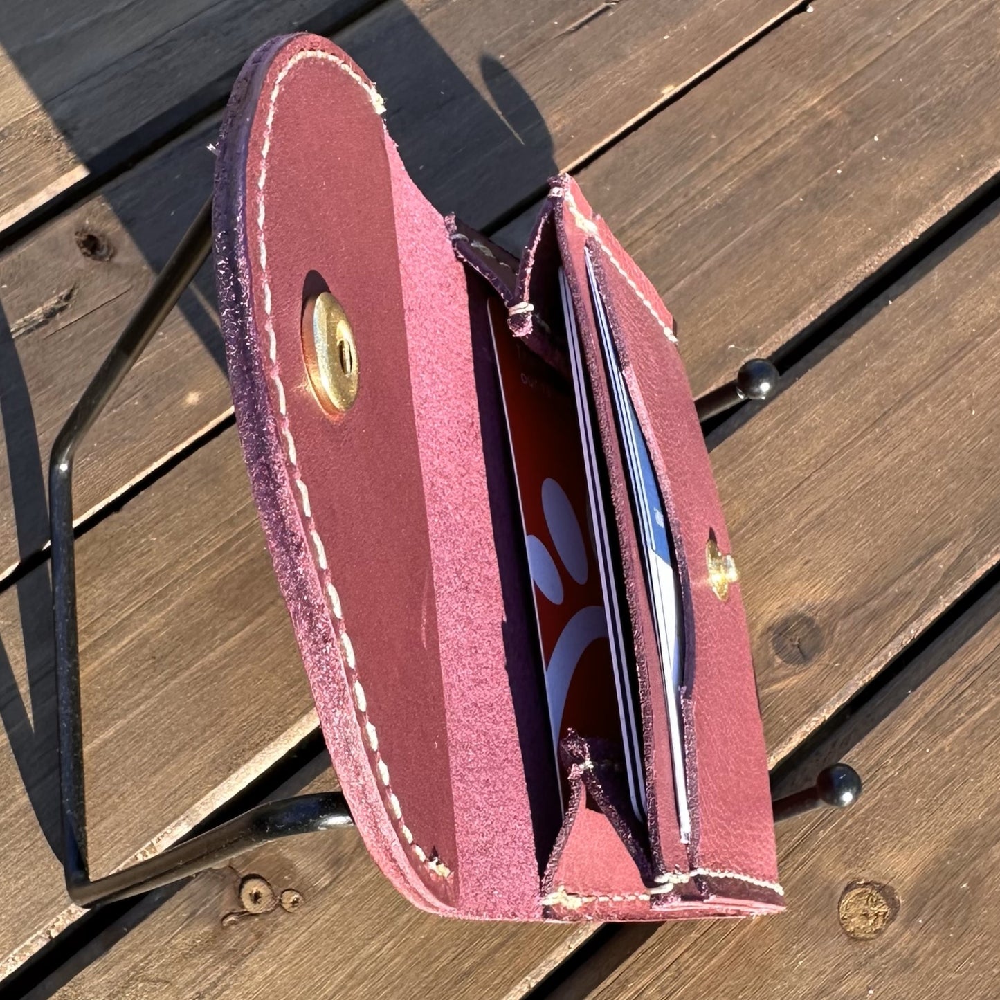 Rock Hall Leather Wallet Plum Korba Buffalo Leather SquiresCanvasCreations.com