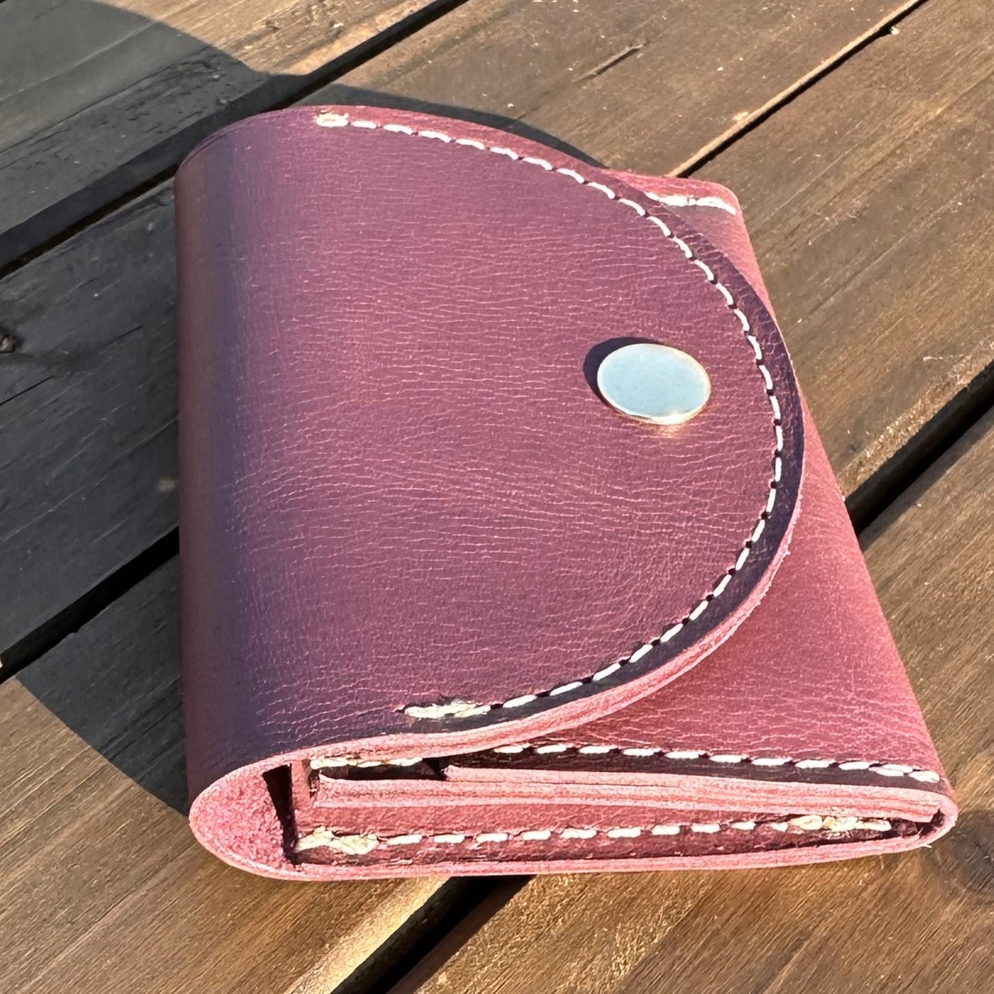 Rock Hall Leather Wallet Plum Korba Buffalo Leather SquiresCanvasCreations.com