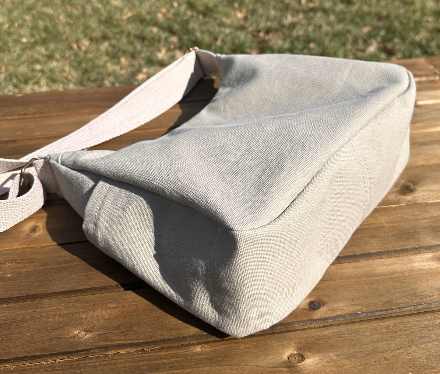 South Creek Hobo Bag Natural 15oz Canvas with Natural Cotton Webbing Strap SquiresCanvasCreations.com