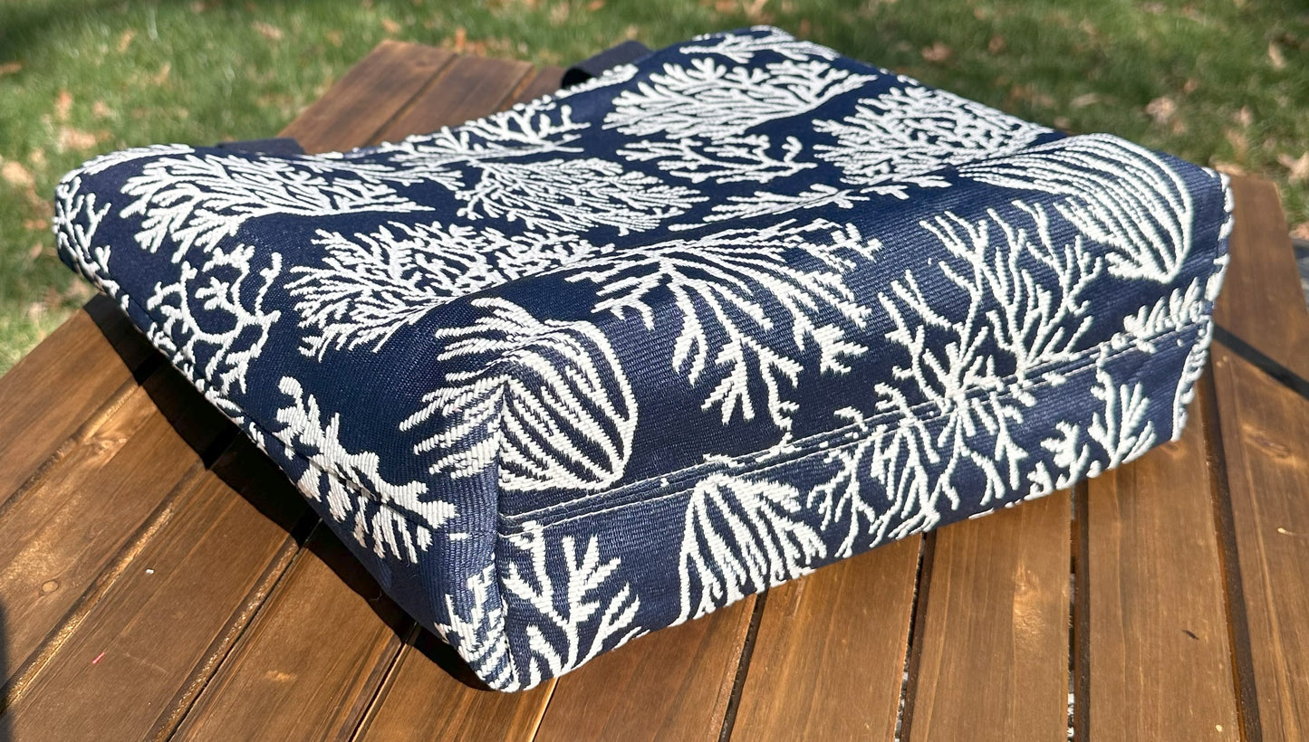 Blue Coral Tote Tidewater Tote squirescanvasecreations.com
