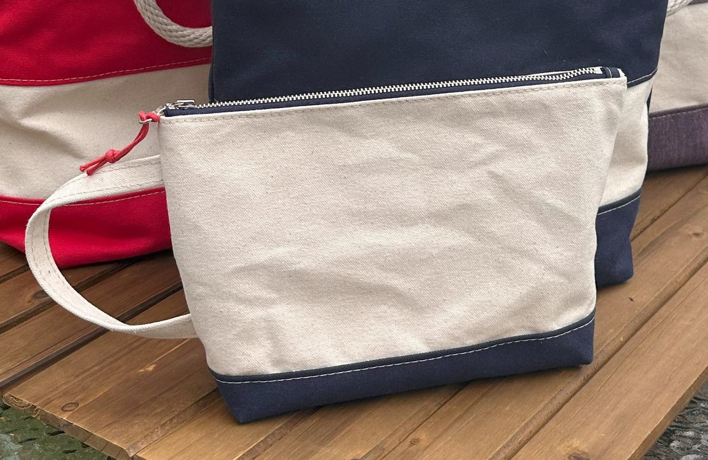 Blue Stripe Dockside Pouch squirescanvascreations.com