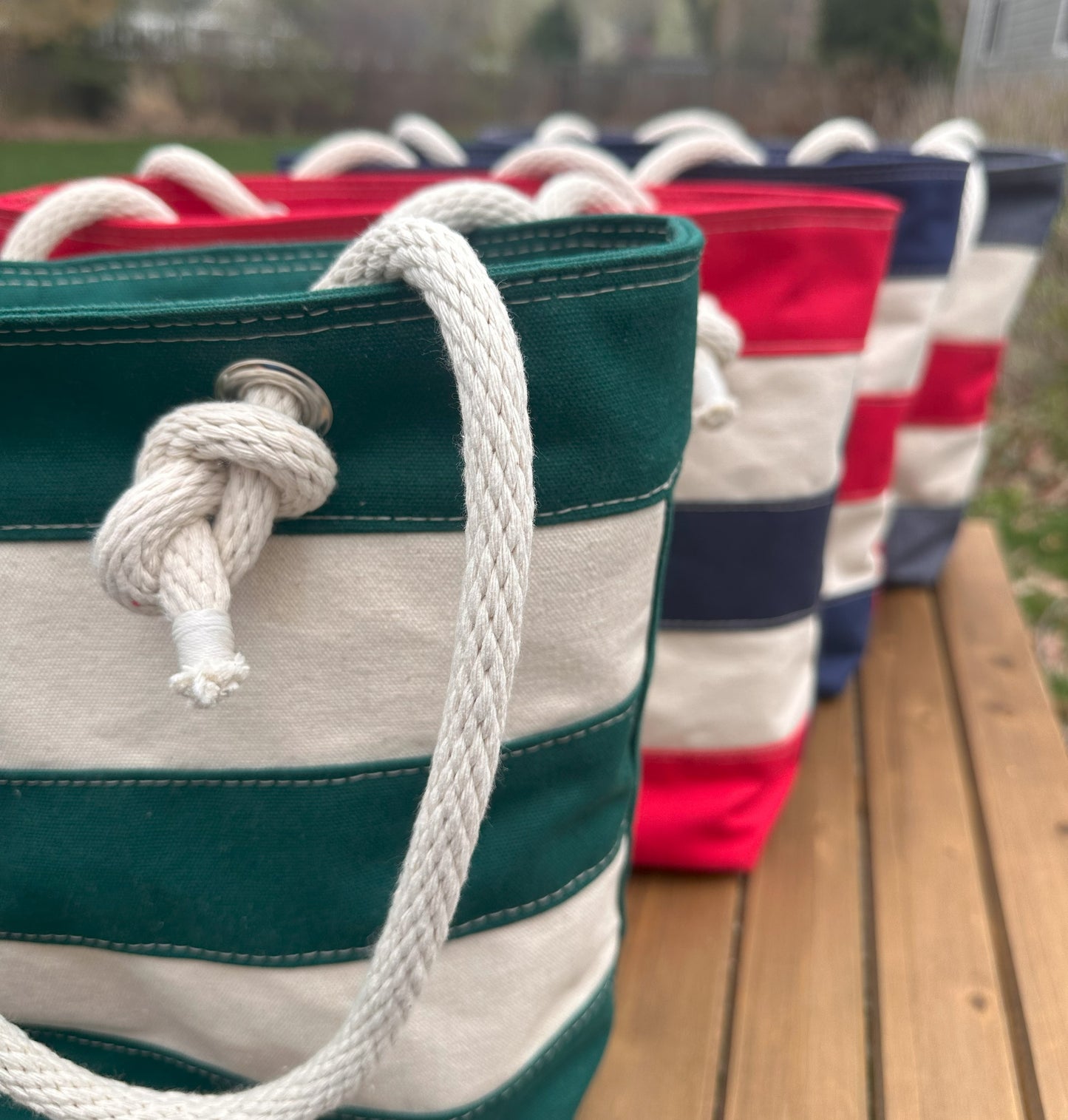 Green Stripe Regatta Tote squirescanvascreations.com