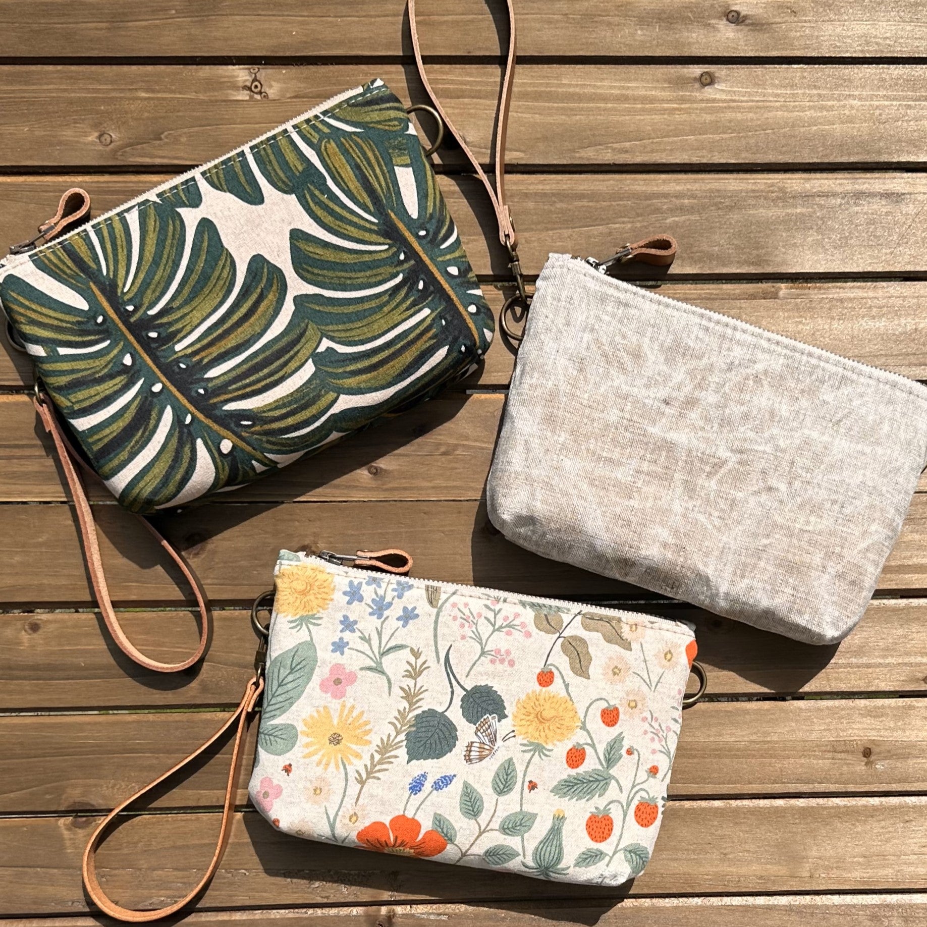 Aspen Linen Waxed Canvas and and Rifle Paper Co Canvas with Antique Brass Chain Strap and Hardware Downtown Convertible Bag squirescanvascreations.com