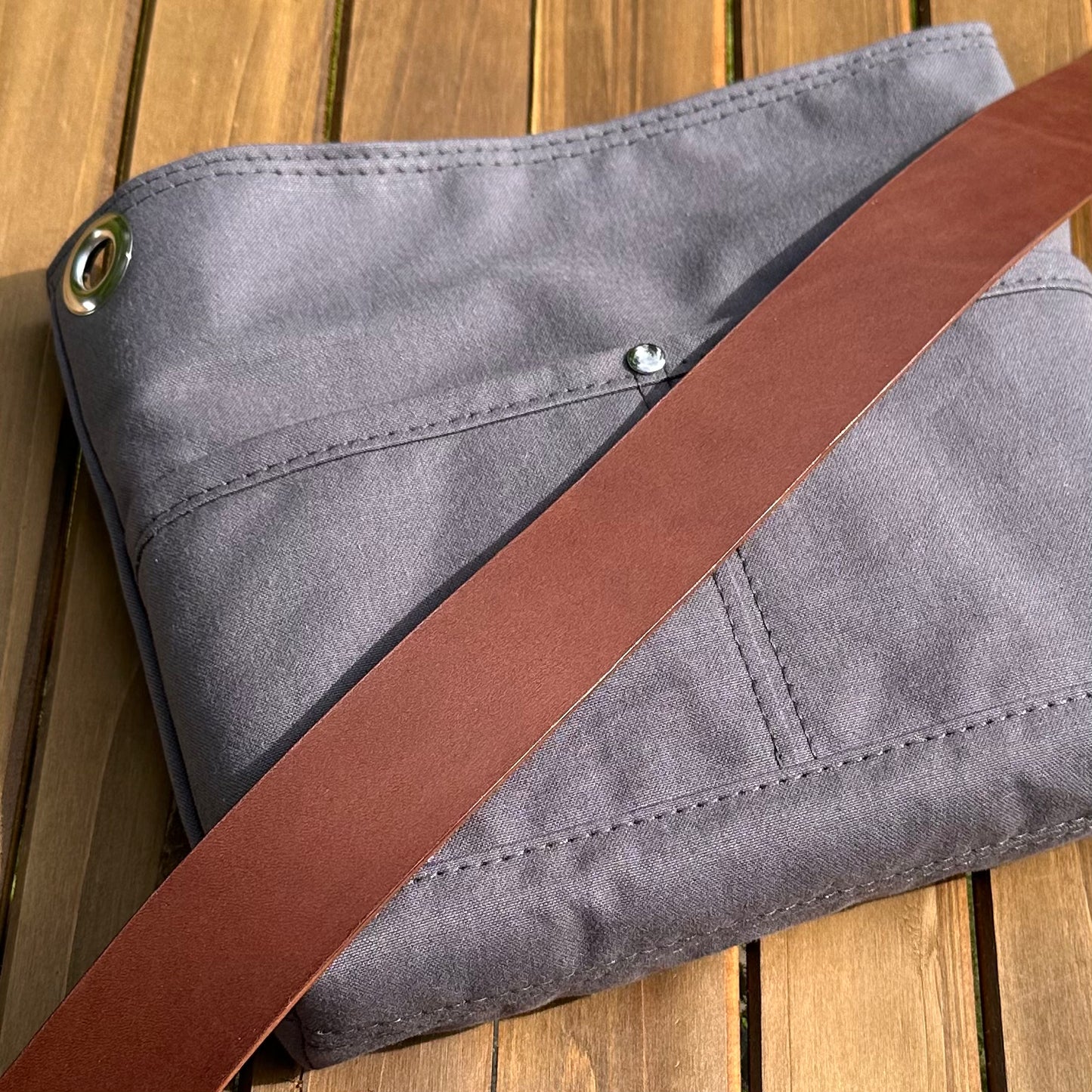 Grey Stone Washed Canvas with Solid Brass Hardware Mini Harborside Hobo Bag squirescanvascreations.com