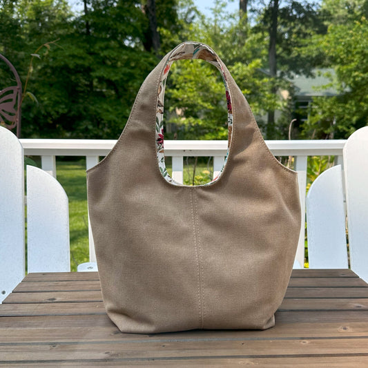 Saddle Stone Washed Canvas and Woodland Canvas interior with Antique Brass River Cambridge Shoulder Bag squirescanvascreations.com