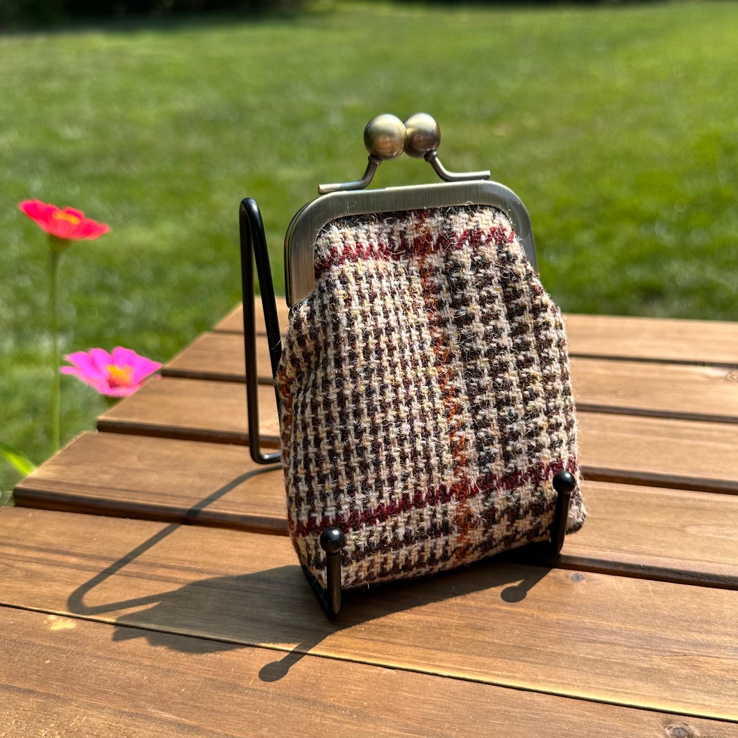 Glen Plaid Harris Tweed® Aberdeen Kiss Lock Pouch SquiresCanvasCreations.com