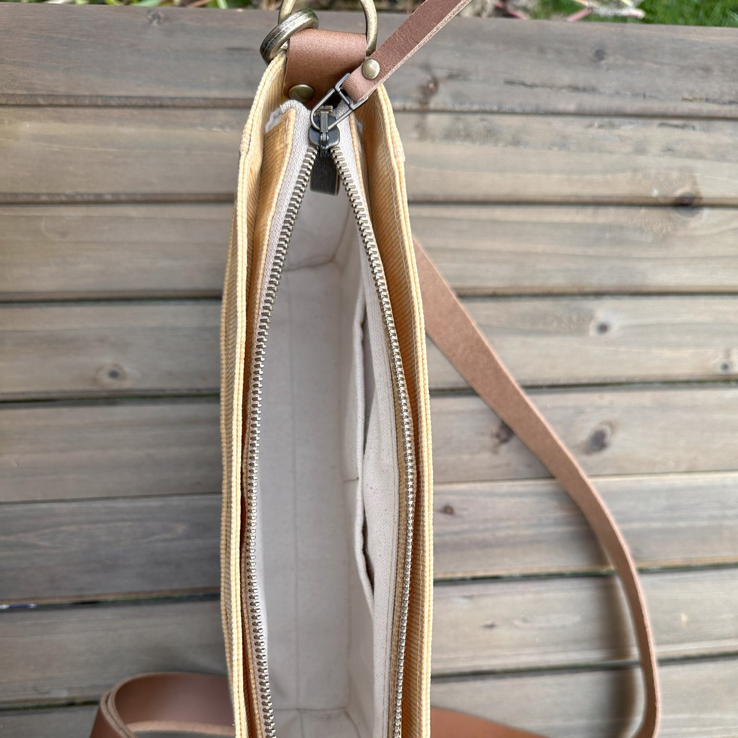 Honey Waxed Corduroy with Antique Brass Hardware Parish Creek Crossbody squirescanvascreations.com