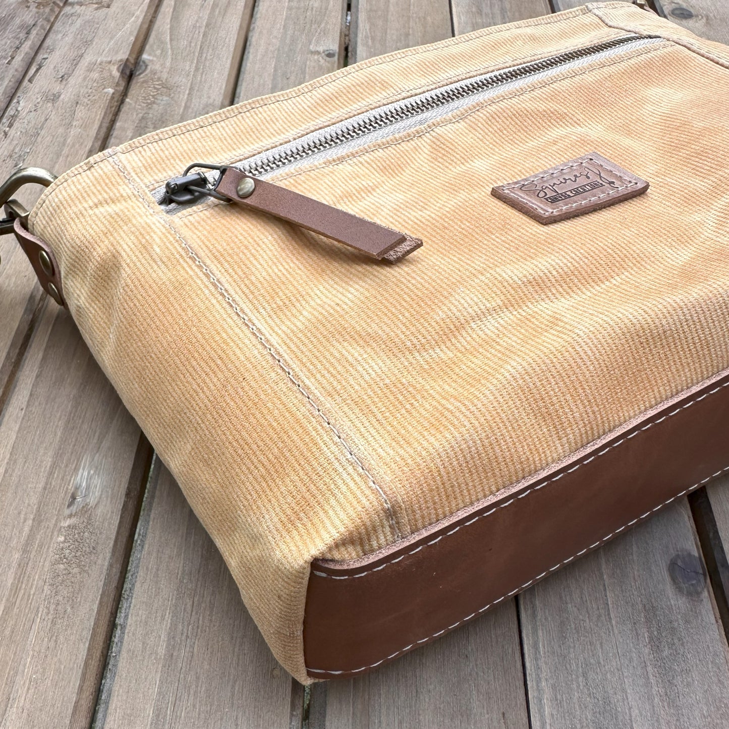 Honey Waxed Corduroy with Antique Brass Hardware Parish Creek Crossbody squirescanvascreations.com