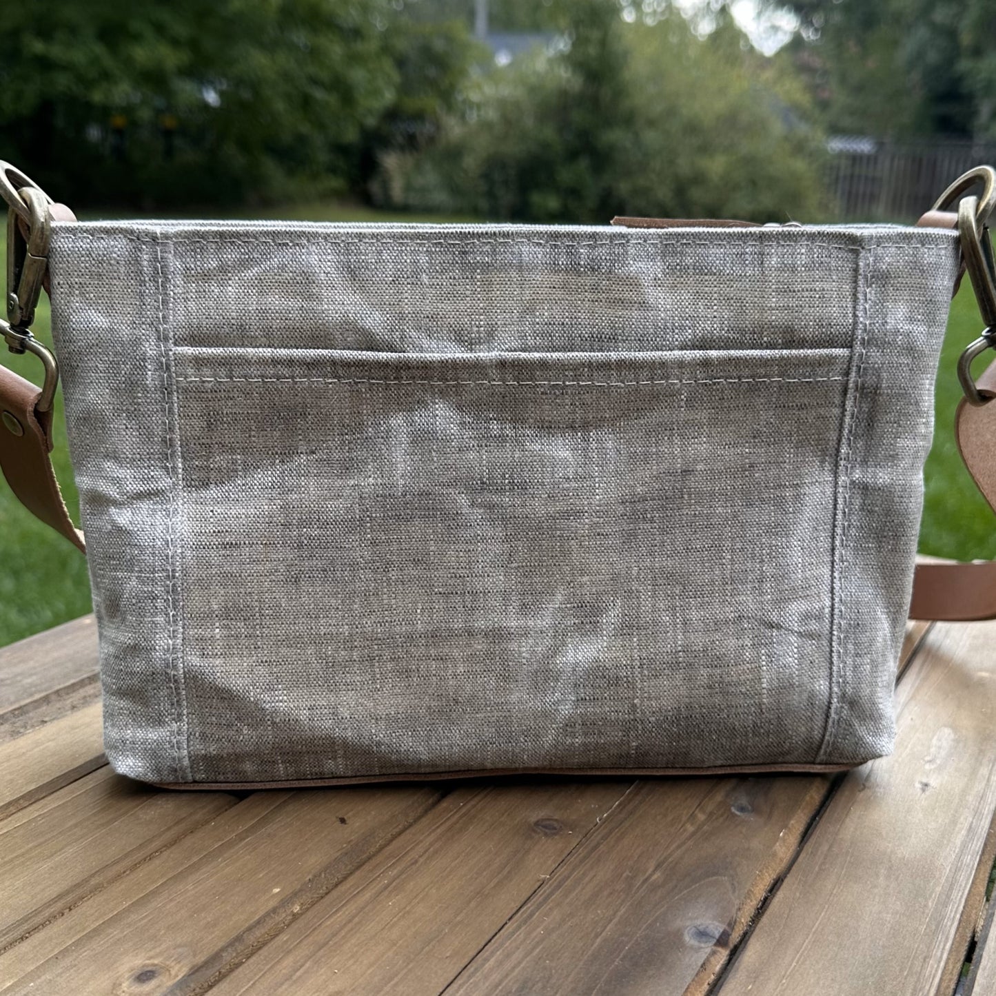 Aspen Waxed Linen with Antique Brass Hardware Parish Creek Crossbody squirescanvascreations.com