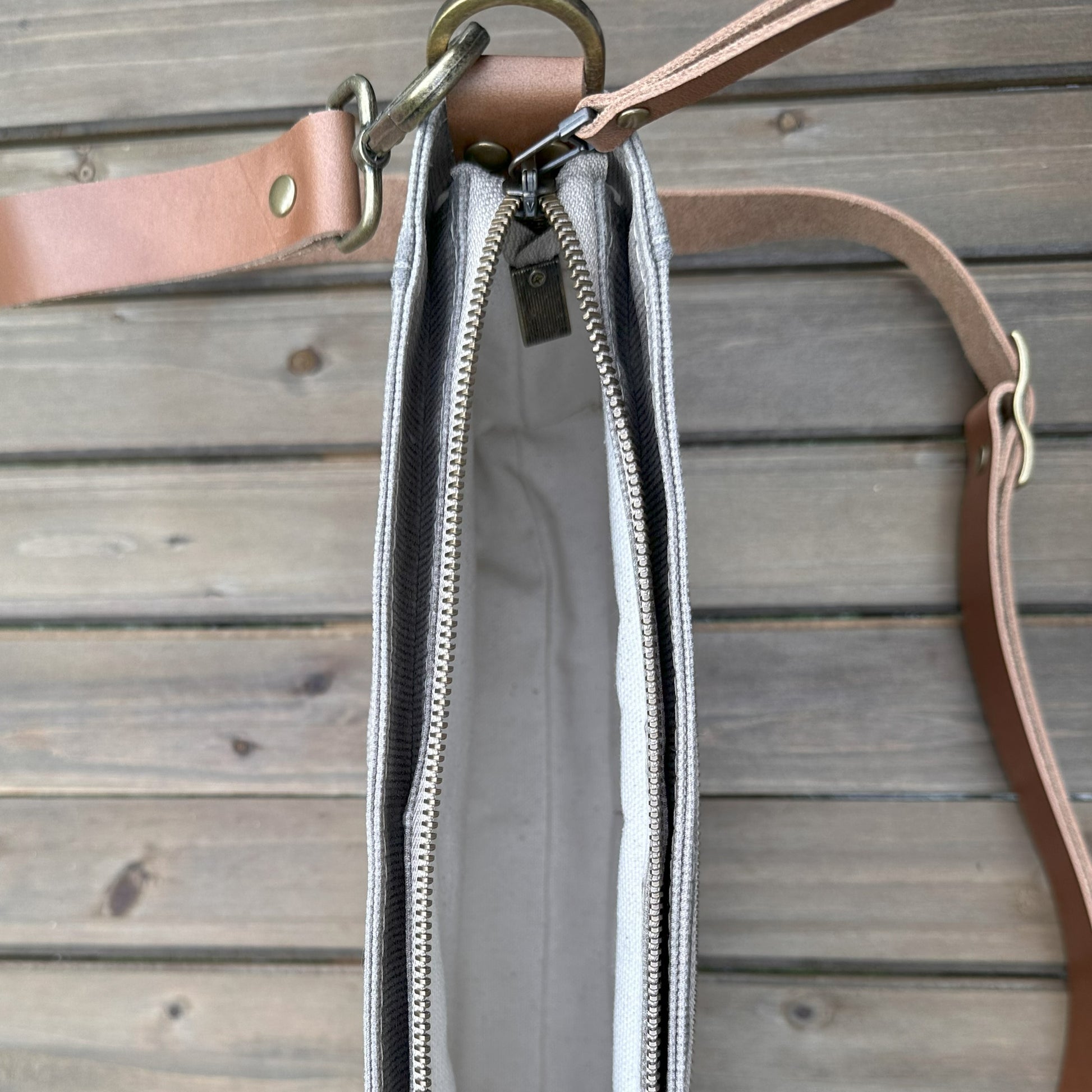 Dusty Brown Waxed Corduroy with Antique Brass Hardware Parish Creek Crossbody squirescanvascreations.com