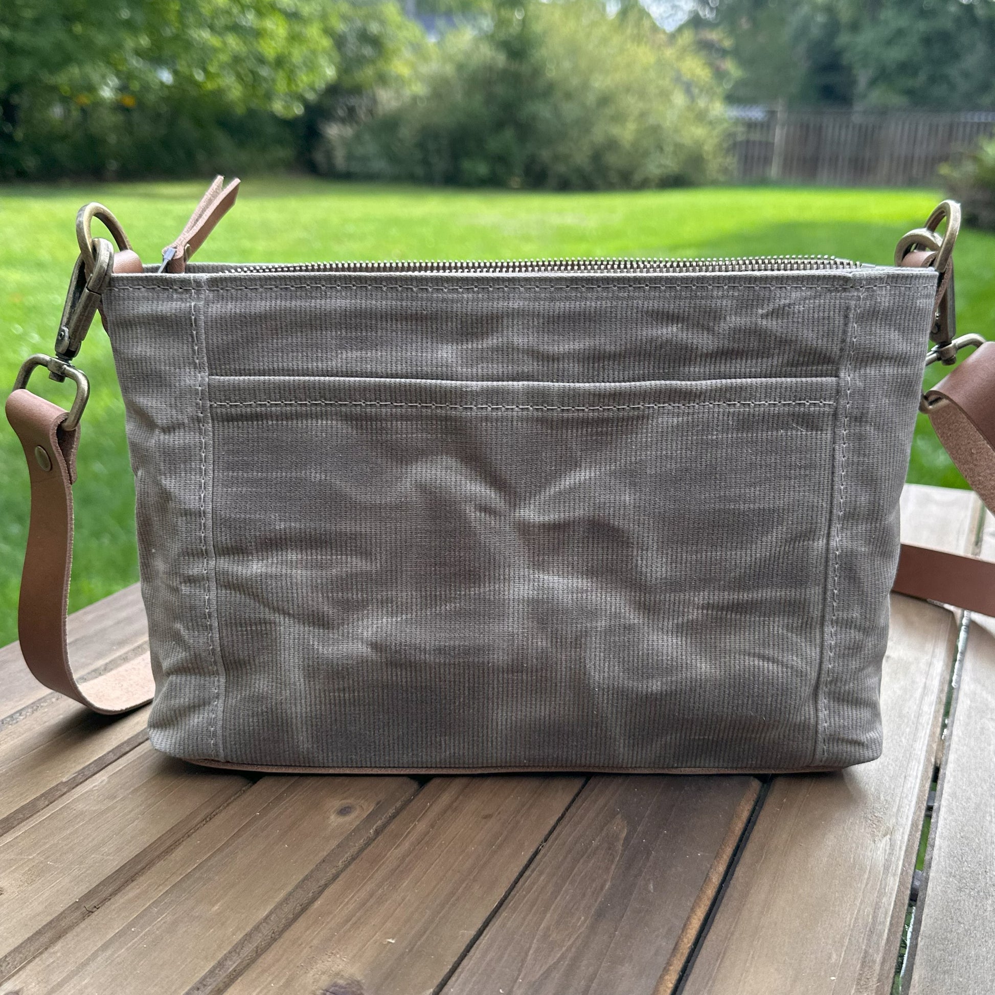 Dusty Brown Waxed Corduroy with Antique Brass Hardware Parish Creek Crossbody squirescanvascreations.com