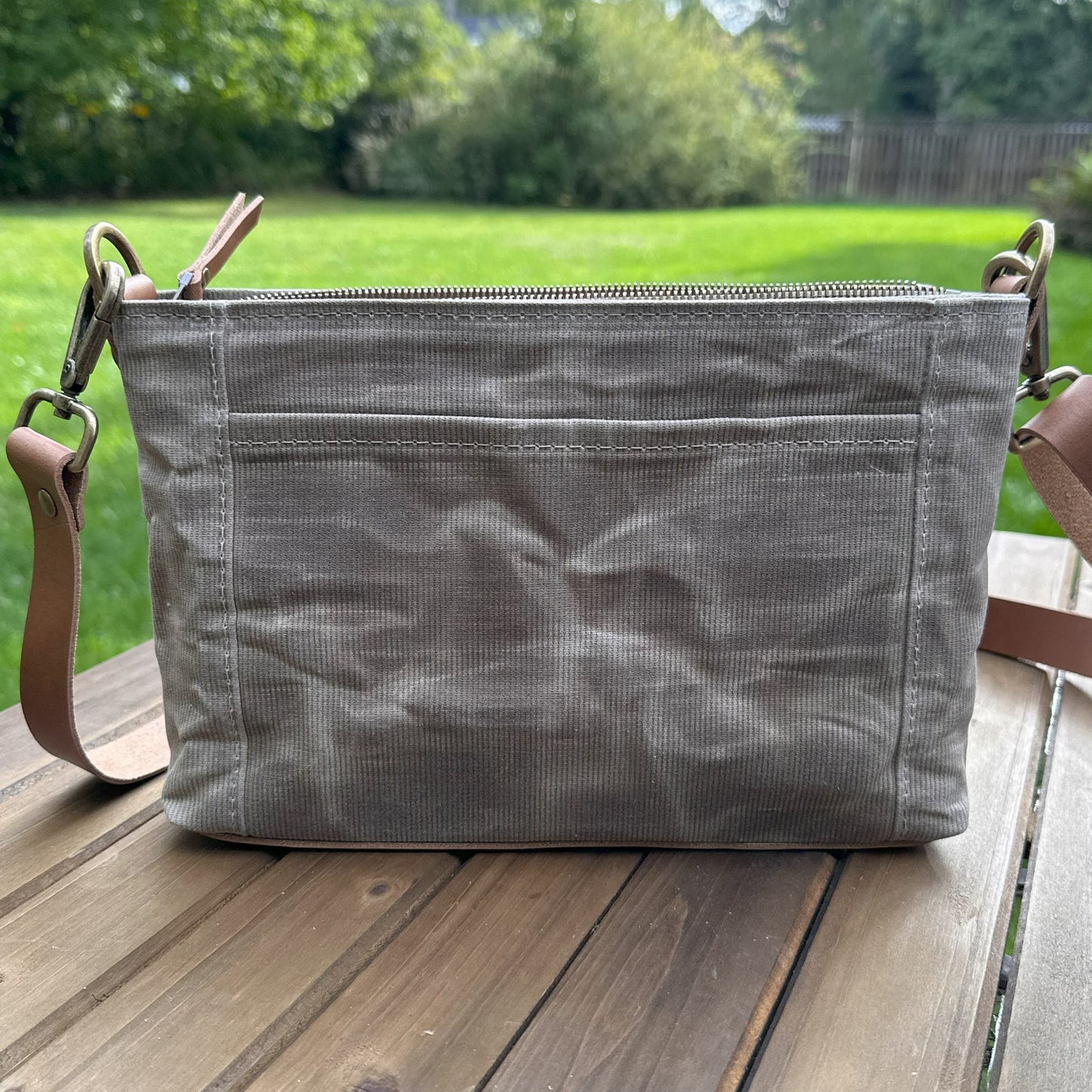 Dusty Brown Waxed Corduroy with Antique Brass Hardware Parish Creek Crossbody squirescanvascreations.com