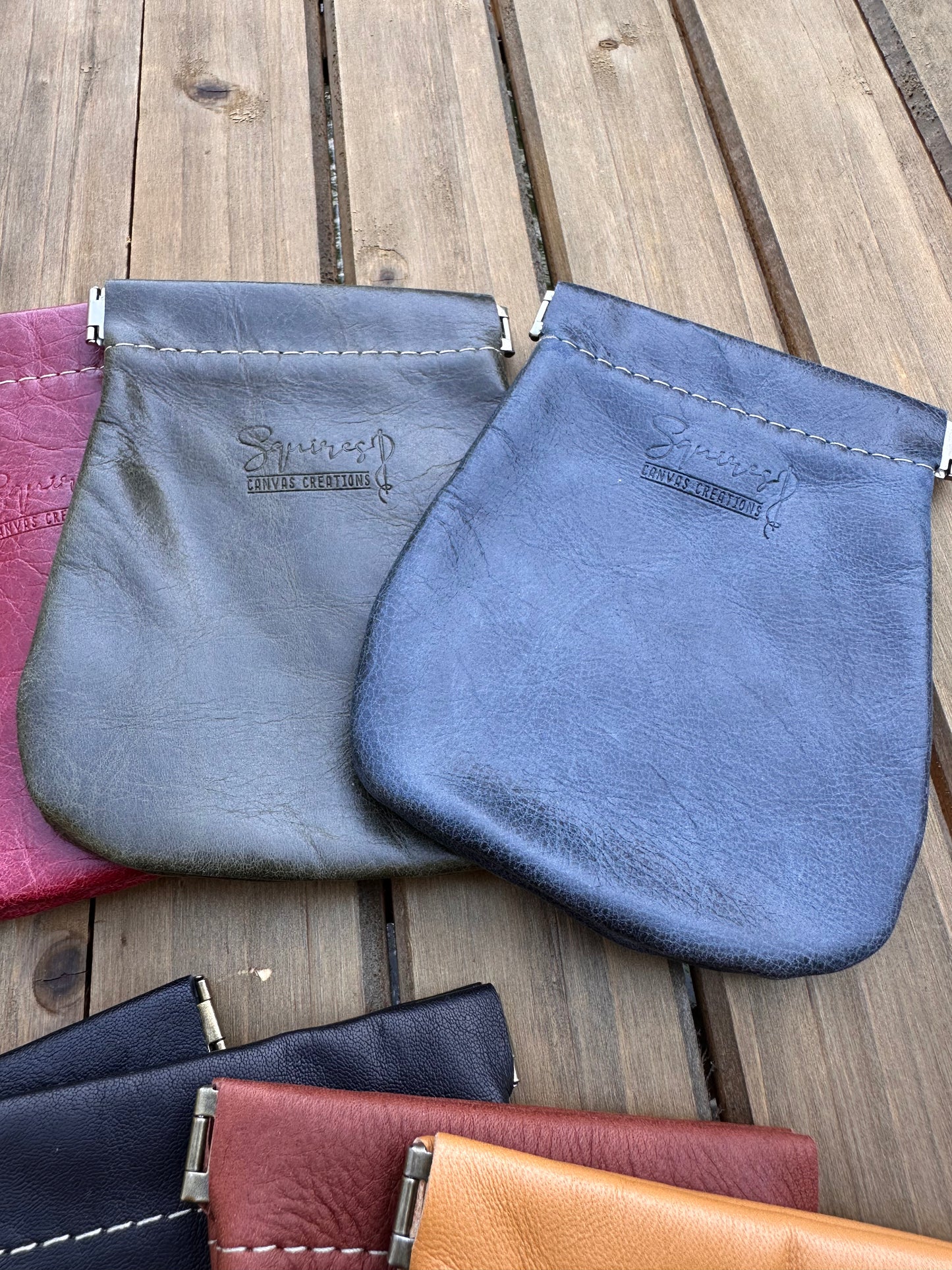 Leather Card Pinch Pouch squirescanvascreations.com