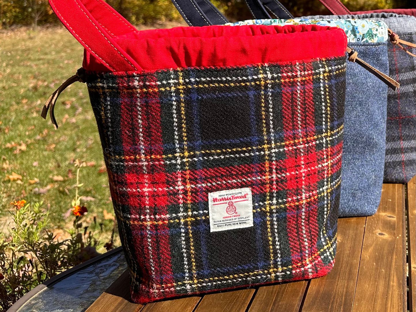 Stewart Plaid Harris Tweed® Highland Maker Bag SquiresCanvasCreations.com