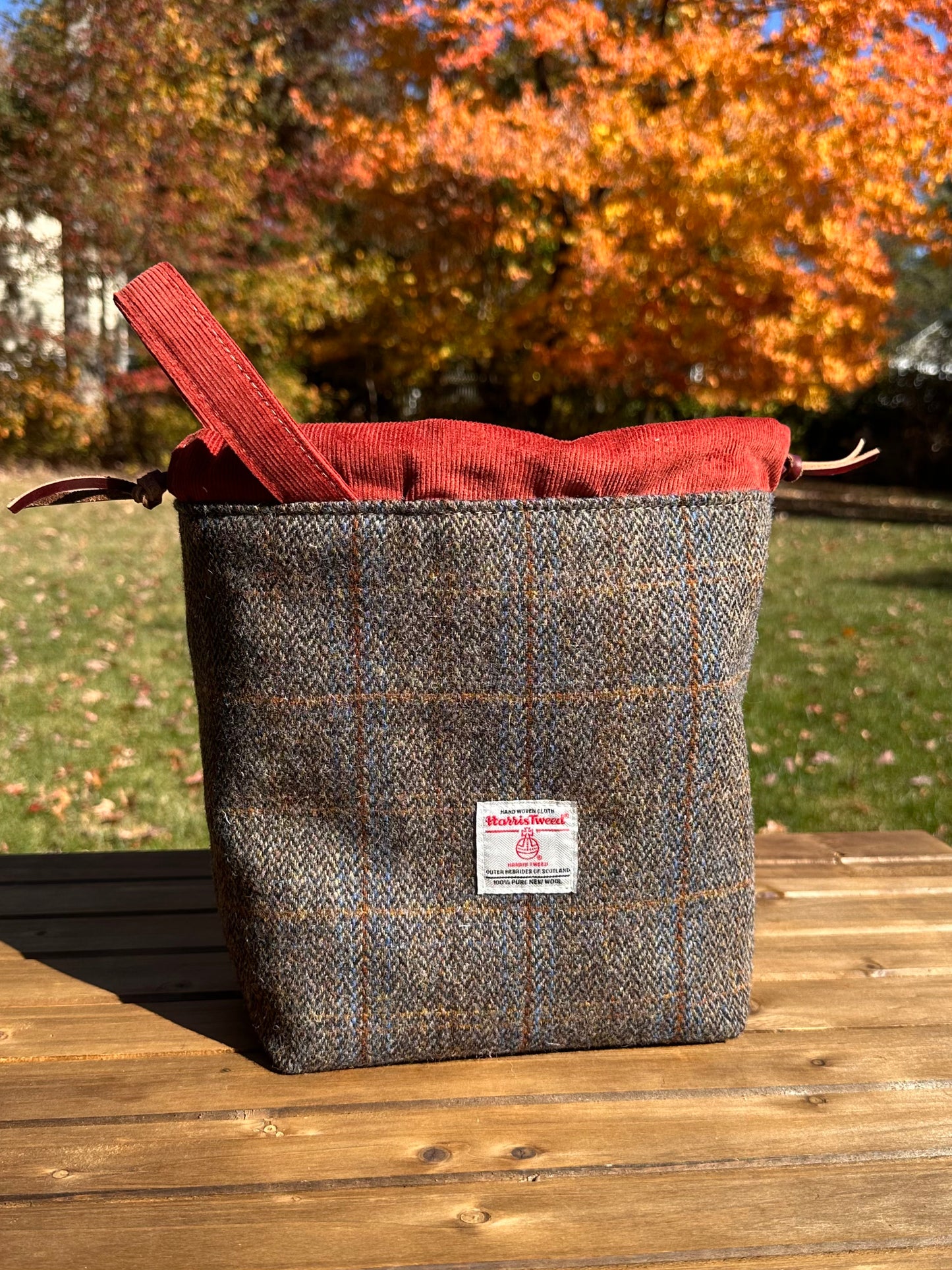 Harris Tweed® Highland Maker Bag Green & Blue Herringbone Harris Tweed® SquiresCanvasCreations.com