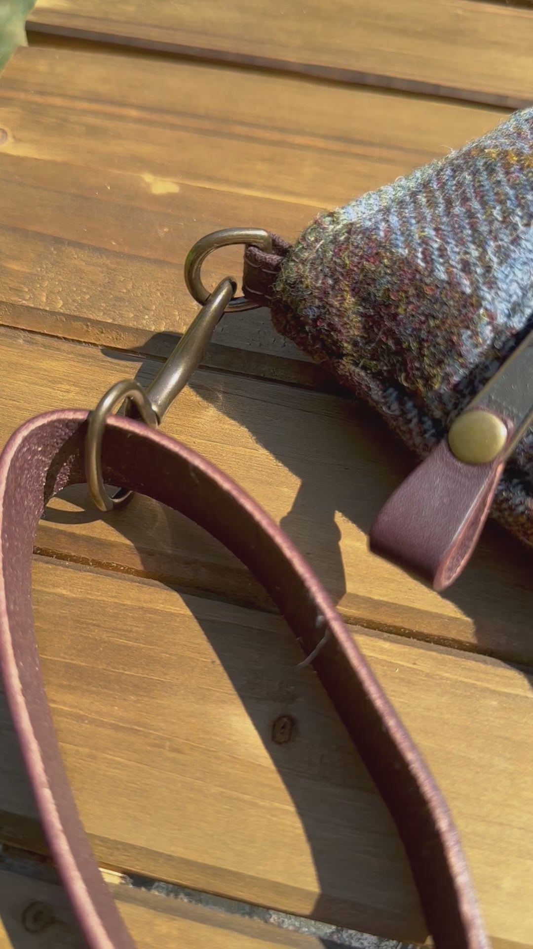 Harris Tweed® Fairhaven Crossbody Macleod Tartan Harris Tweed®  Dark Brown Leather with Antique Brass Hardware SquiresCanvasCreations.com