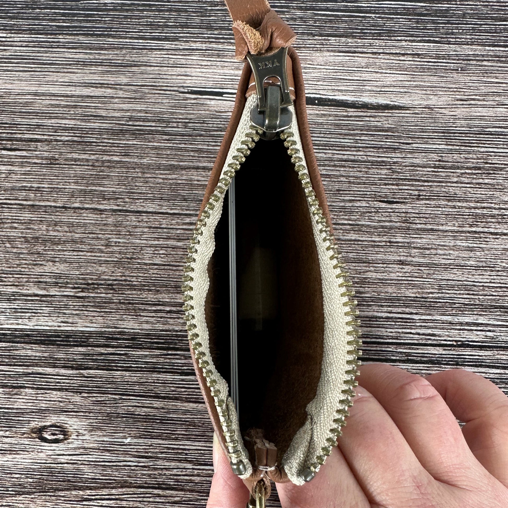 Oak Tan with Antique Brass Hardware West River Wallet squirescanvascreatons.com