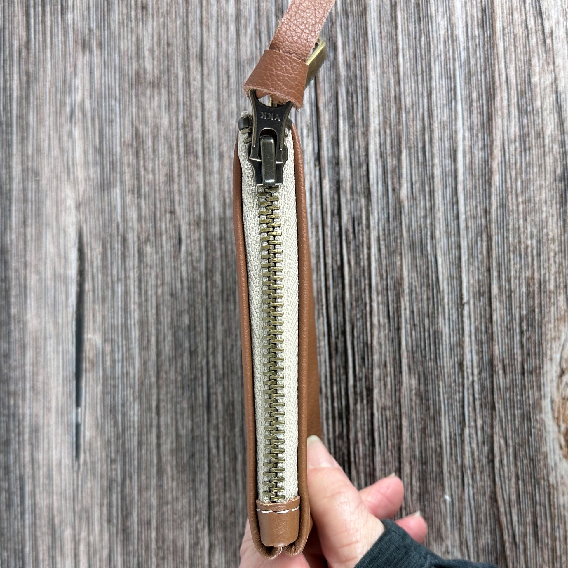 Oak Tan Leather with Antique Brass Hardware West River Wallet squirescanvascreatons.com