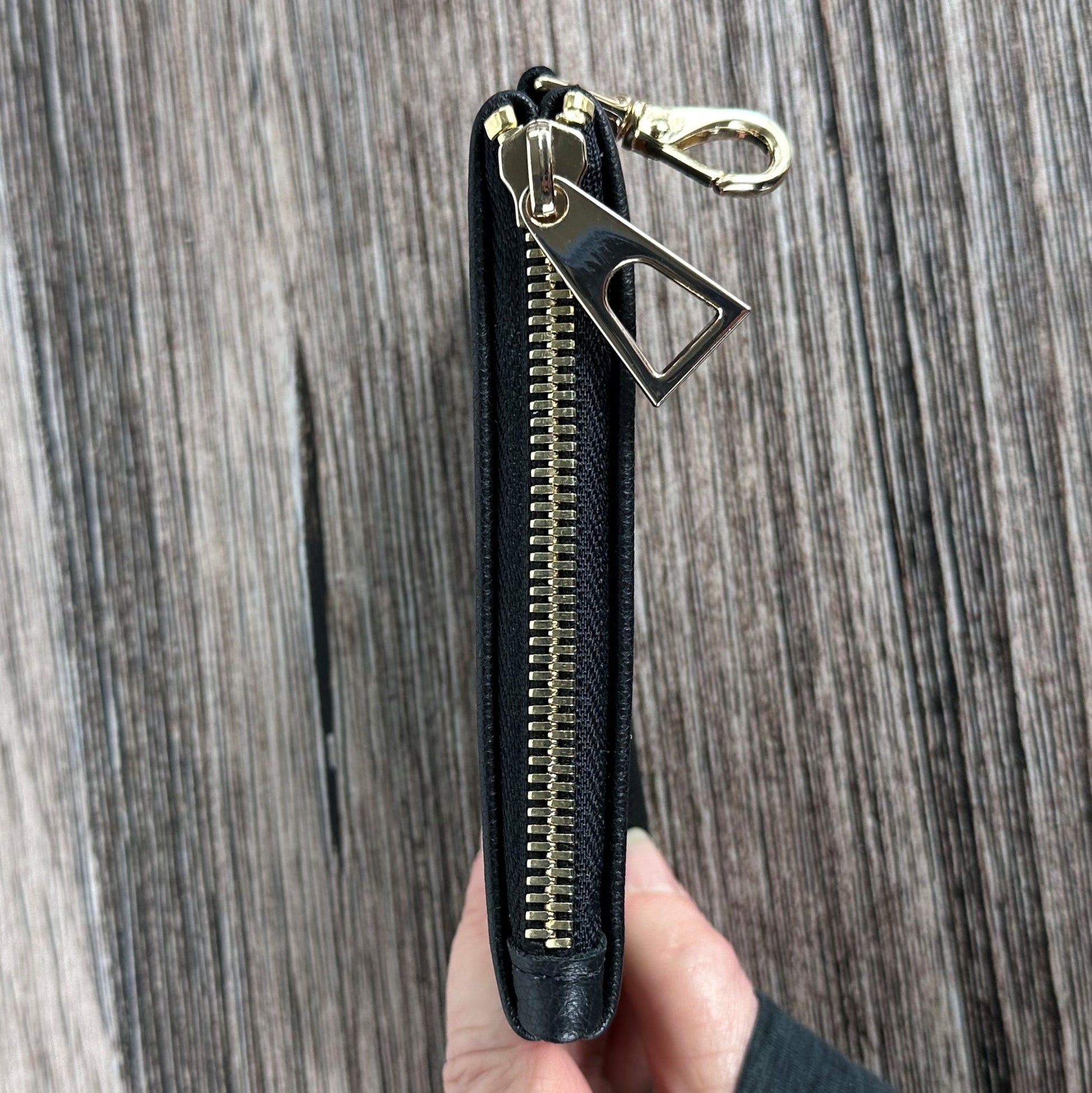 Black Leather with Gold Hardware West River Wallet squirescanvascreatons.com