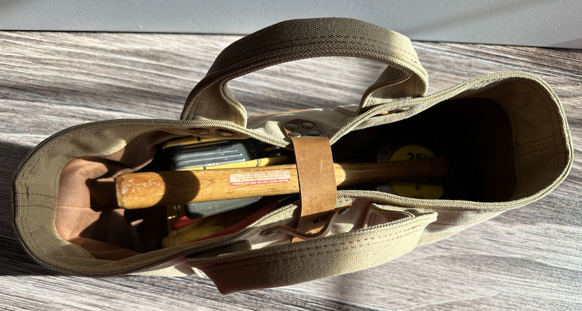Saddle Stone Washed Canvas with Antique Brass Rivets Waterman Tote SquiresCanvasCreations