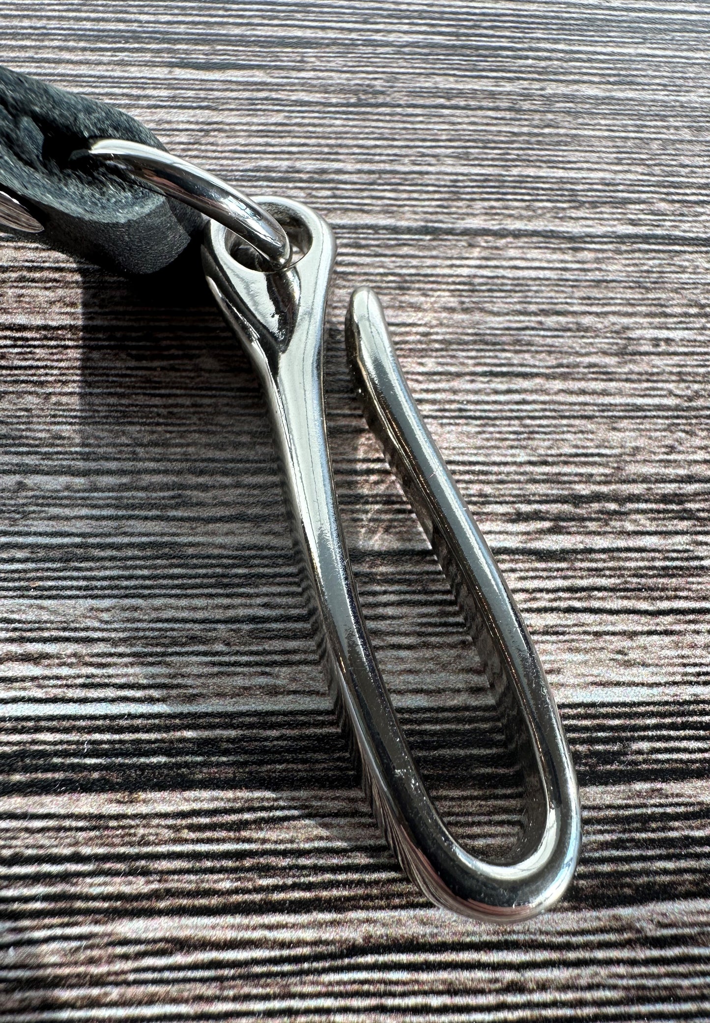 Black Leather with Nickel Japanese Hook Nippon Keychain SquiresCanvasCreations