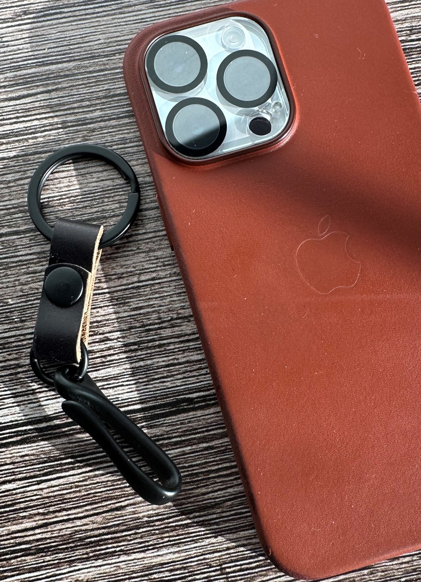 Black Leather with Black Matte Japanese Hook Nippon Keychain SquiresCanvasCreations
