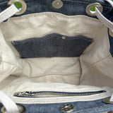 Midnight Army Duck Canvas with Nickel Hardware and Natural Webbing Strap and Natural Canvas interior Spa Creek Bucket Convertible Bag squirescanvascreations.com