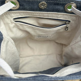 Midnight Army Duck Canvas with Nickel Hardware and Natural Webbing Strap and Natural Canvas interior Spa Creek Bucket Convertible Bag squirescanvascreations.com