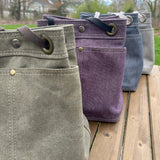 Stone Washed and Army Duck Canvas Designs with Antique Brass and Nickel Hardware Spa Creek Bucket Convertible Bag squirescanvascreations.com