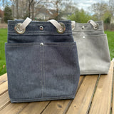 Stone Washed and Army Duck Canvas with Nickel Hardware and Natural Webbing Strap and Natural Canvas interior Spa Creek Bucket Convertible Bag squirescanvascreations.com