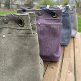 Stone Washed and Army Duck Canvas Designs with Antique Brass and Nickel Hardware Spa Creek Bucket Convertible Bag squirescanvascreations.com