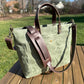 Sage Green Waxed Canvas with Antique Brass Hardware Oxford Tote SquiresCanvasCreation.com