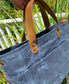 Dusty Blue Corduroy Waxed Canvas with Antique Brass Hardware Oxford Tote SquiresCanvasCreation