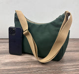 Forest Green 15oz Canvas South Creek Hobo Bag with Camel Cotton Webbing Strap SquiresCanvasCreatons.com