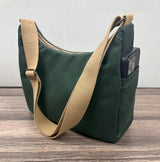 Forest Green 15oz Canvas South Creek Hobo Bag with Camel Cotton Webbing Strap SquiresCanvasCreatons.com