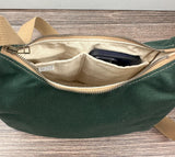 Forest Green 15oz Canvas South Creek Hobo Bag with Camel Cotton Webbing Strap SquiresCanvasCreatons.com