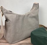 Stone Grey 12oz Stone Washed Canvas South Creek Hobo Bag with Natural Cotton Webbing Strap SquiresCanvasCreatons.com