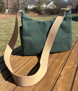 Forest Green 15oz Canvas South Creek Hobo Bag with Camel Cotton Webbing Strap SquiresCanvasCreatons.com