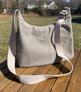 Stone Grey 12oz Stone Washed Canvas South Creek Hobo Bag with Natural Cotton Webbing Strap SquiresCanvasCreatons.com