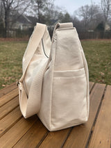 South Creek Hobo Bag Natural 15oz Canvas with Natural Cotton Webbing Strap SquiresCanvasCreations.com
